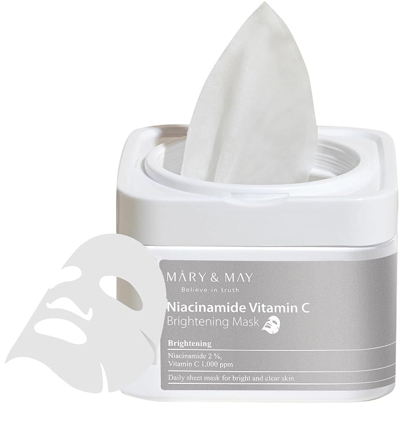 MARY & MAY Niacinamide Vitamin C, măști iluminatoare, 30 buc