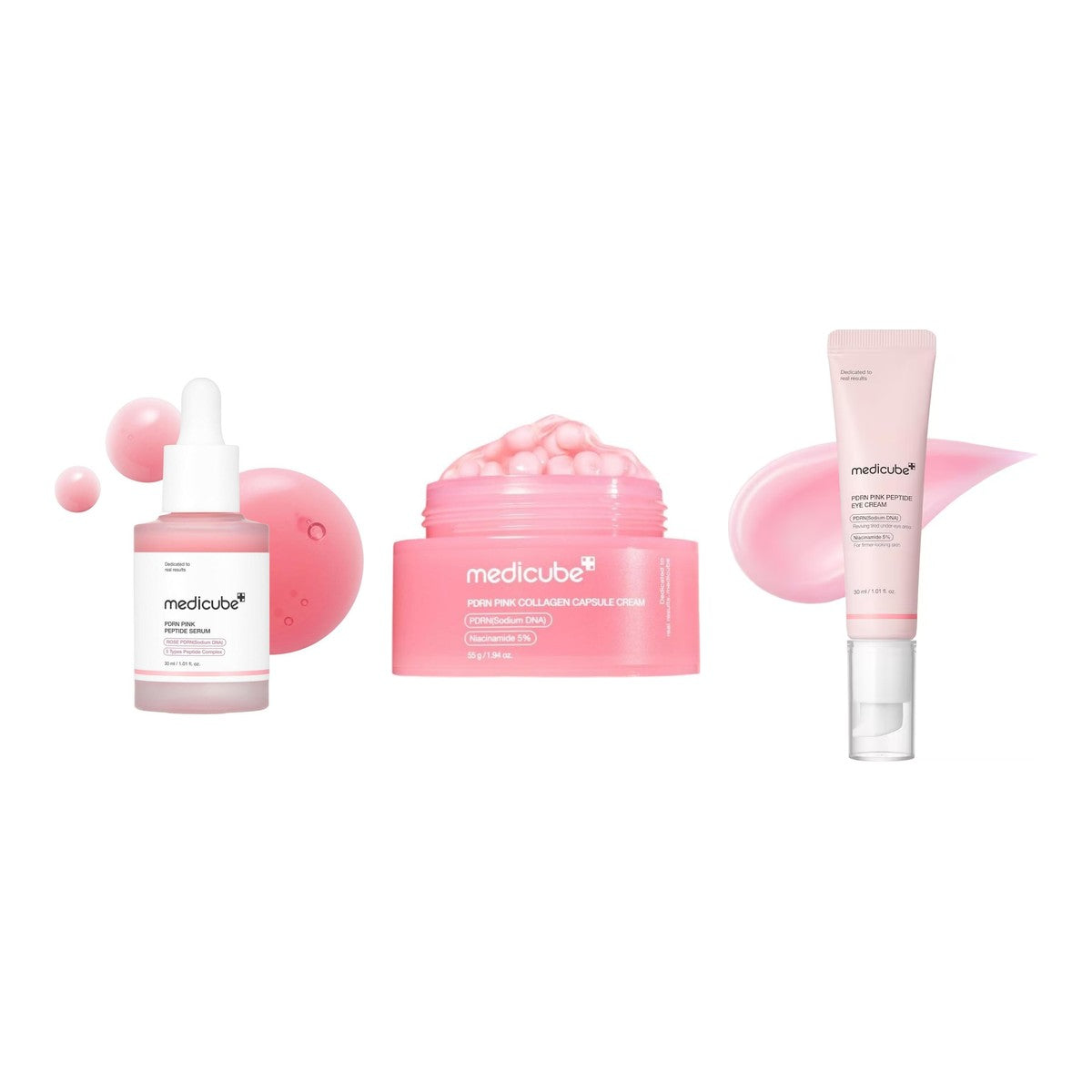 MEDICUBE Set PDRN Pink: ser, cremă cu capsule și cremă de ochi
